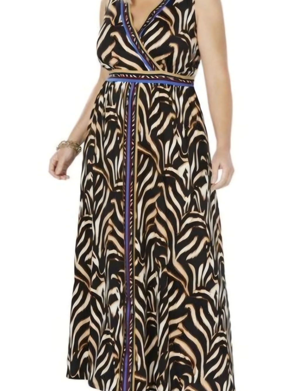 INC International Concepts Sleeveless Zebra Print Maxi Dress with Trim